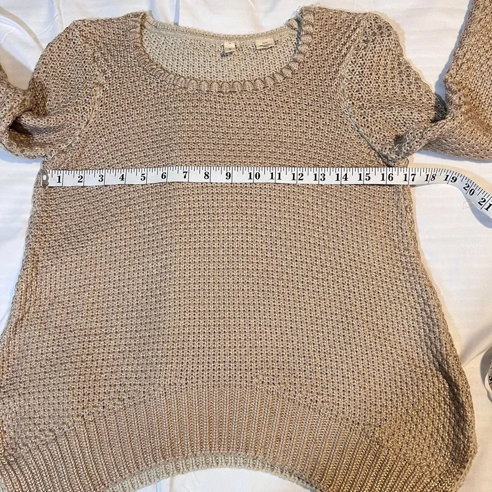 Moth Anthropologie‎ Sweater Womens XS Rose Gold Metallic Open Knit Pullover Boho